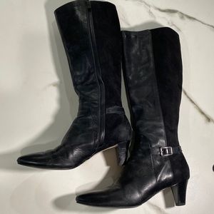 Cole Haan Sylvan Harness Black Leather / Suede Boots, 6-1/2